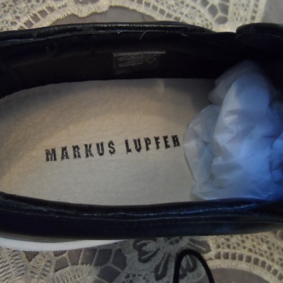 Markus Lupfer Gray/Black Print Silver Tone Metal Embellish Loafer Size 38M - Picture 9 of 14
